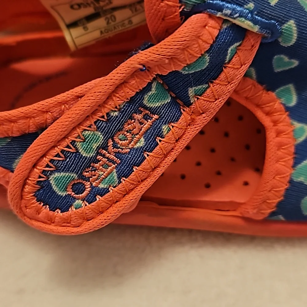 OshKosh | Toddler Pink Body Navy Teal Hearts Water Sandals Sz 5